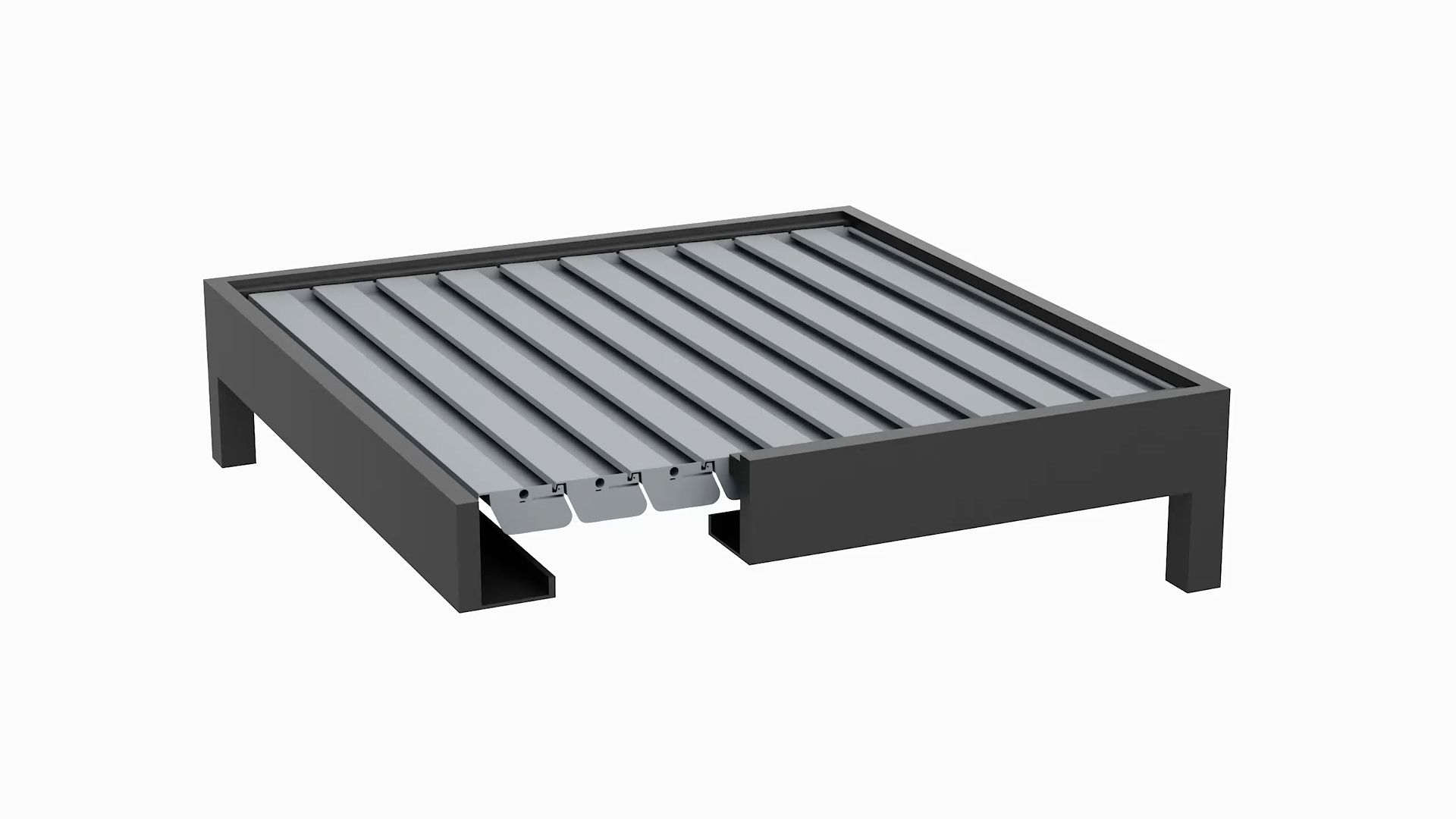 Med Twist louvre roof monument frame silver grey louvres