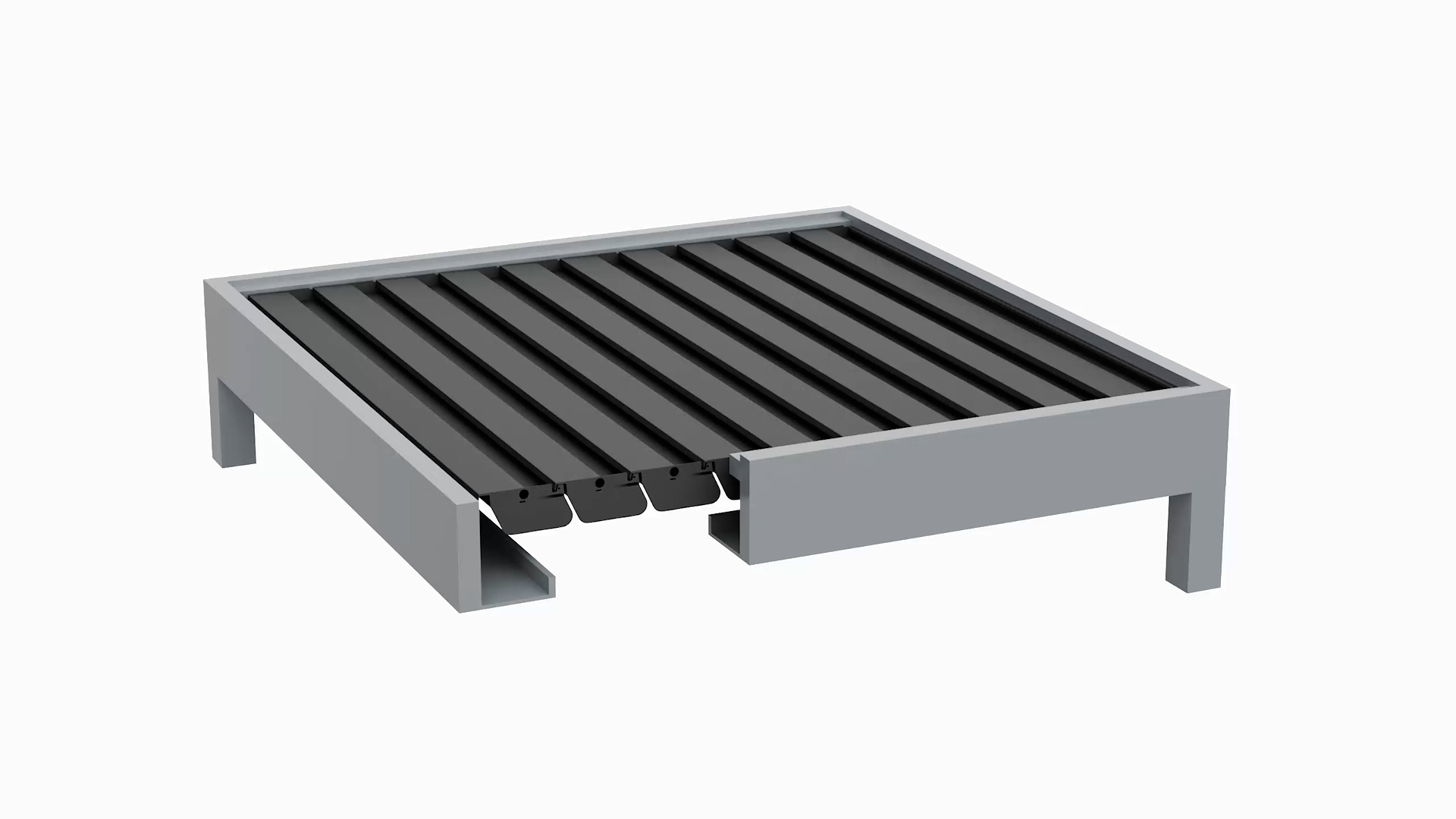 Med Twist louvre roof silver grey frame monument louvres