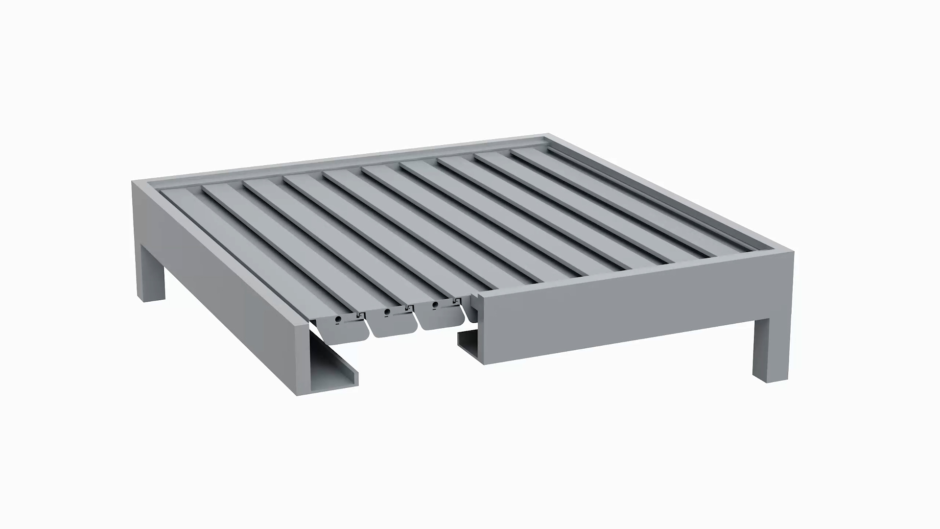 Med Twist louvre roof silver grey frame silver grey louvres