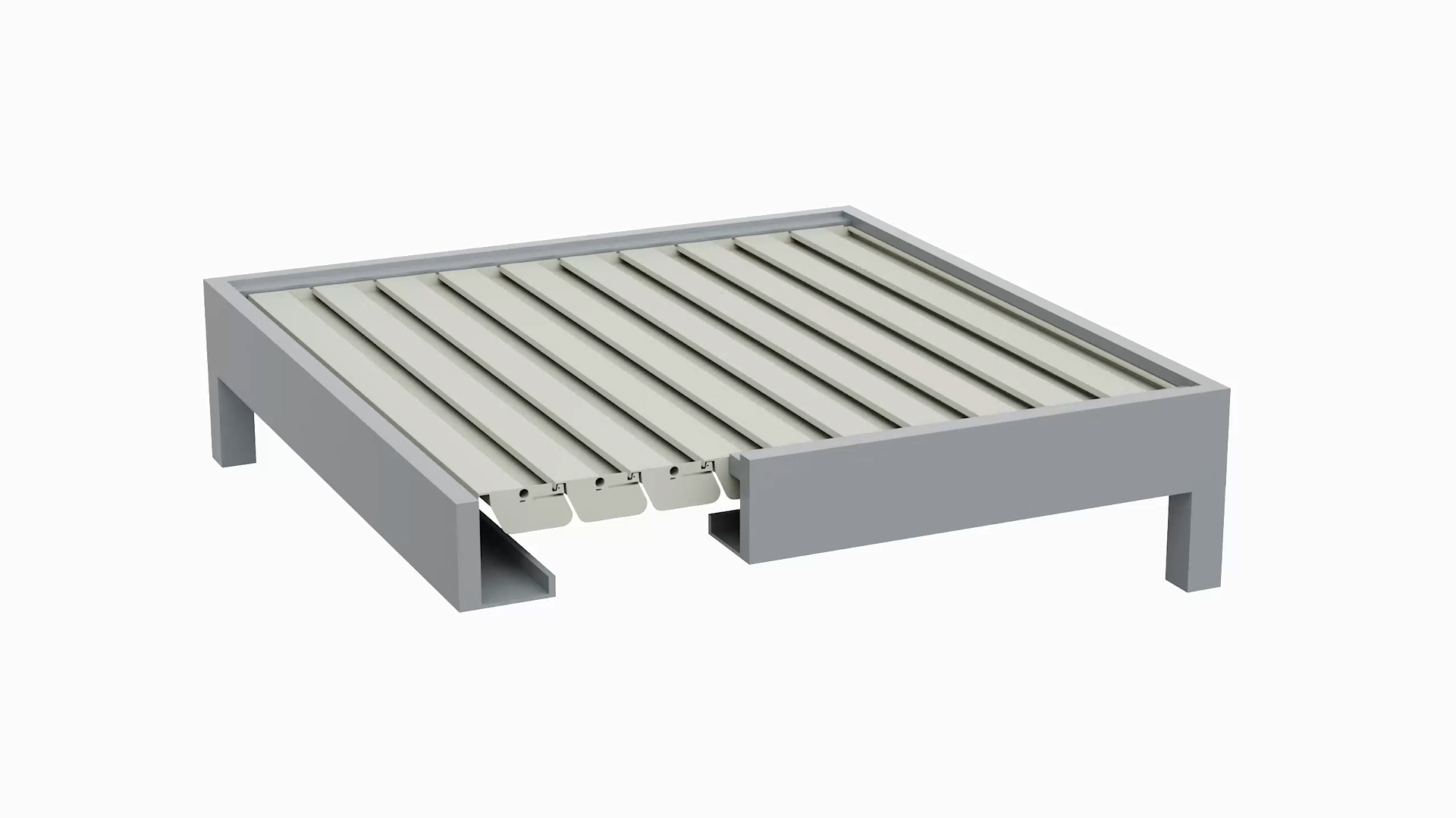 Med Twist louvre roof silver grey frame surfmist louvres