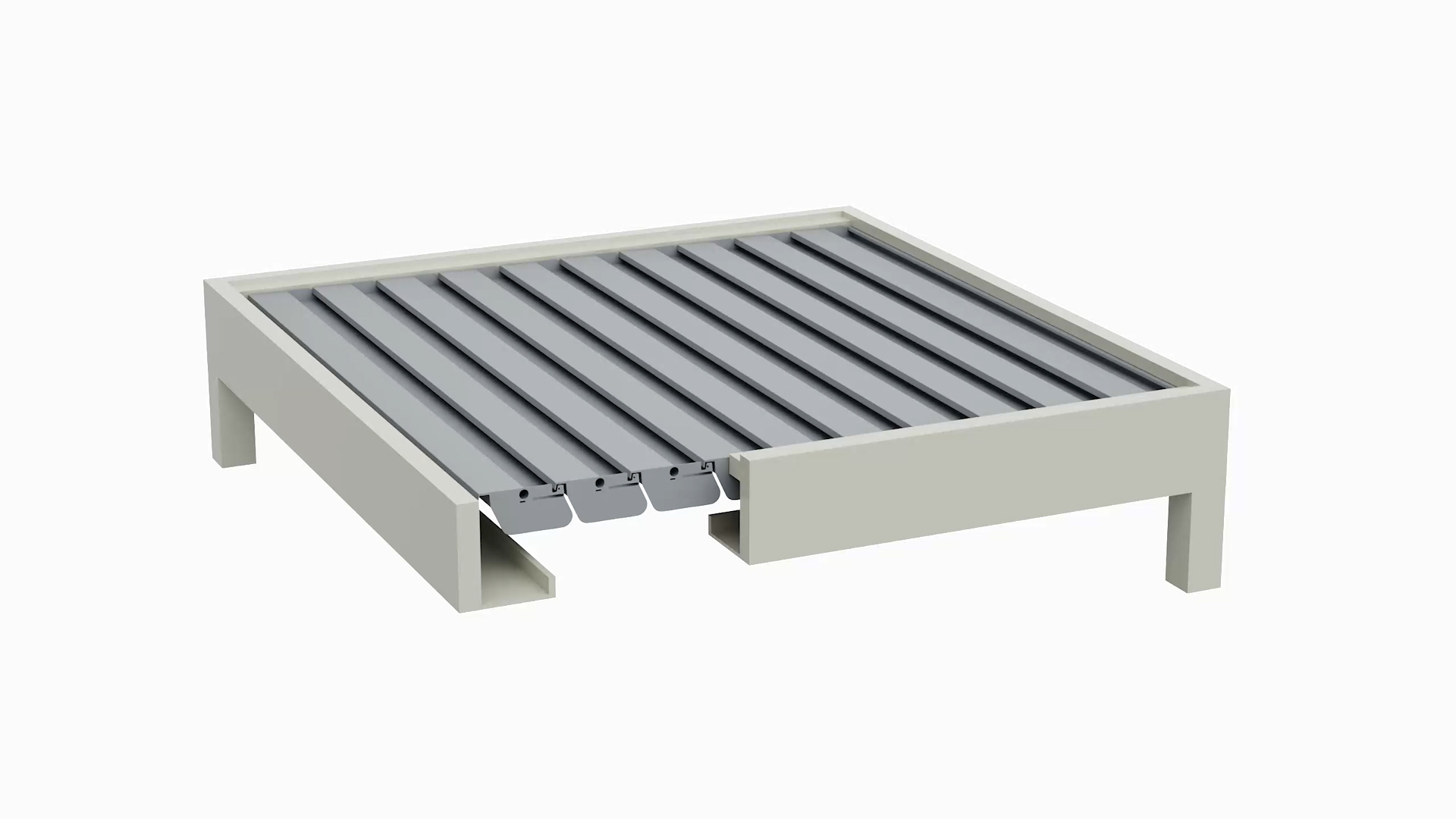 Med Twist louvre roof surfmist frame silver grey louvres