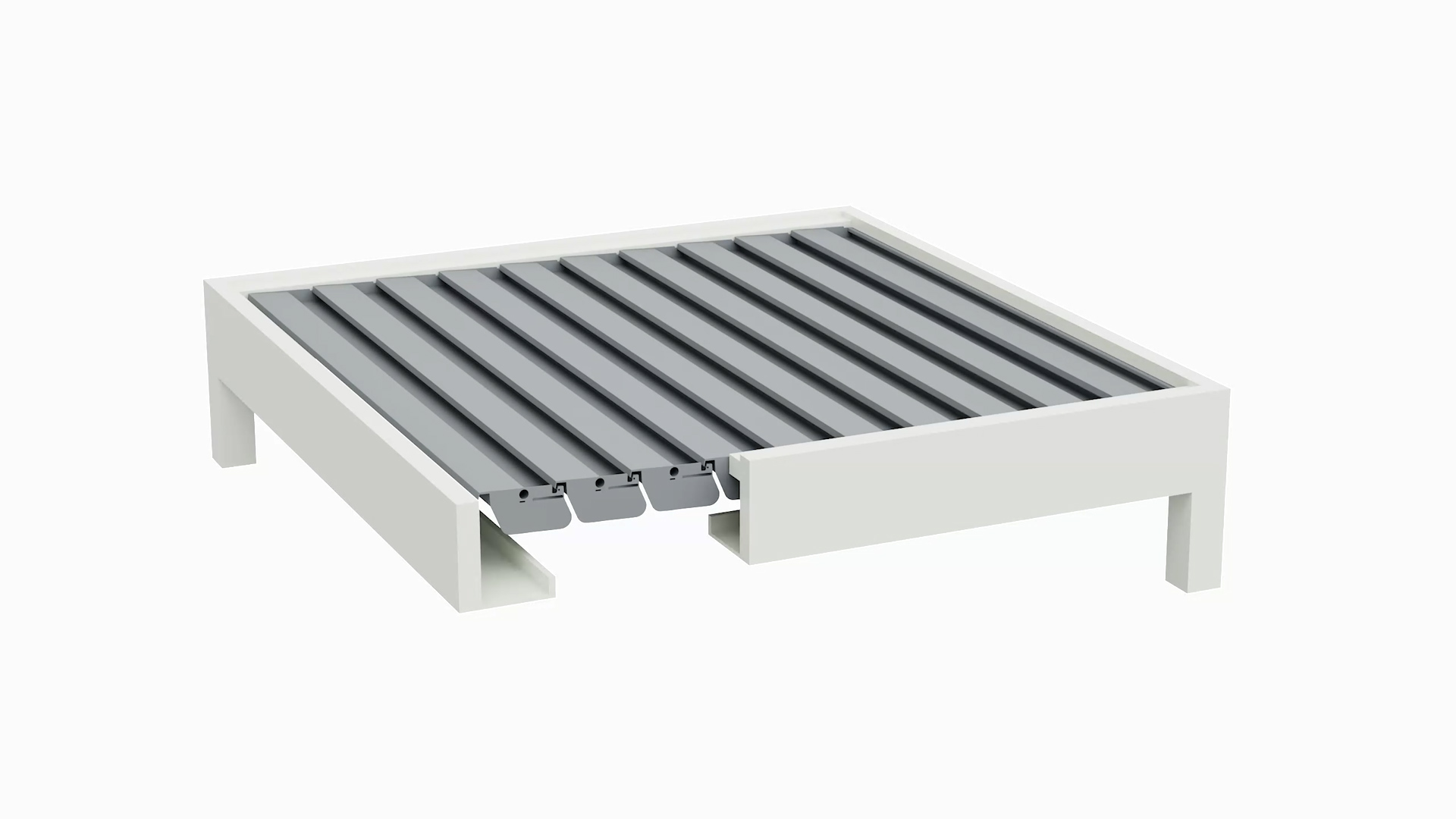Med Twist louvre roof white frame silver grey louvres