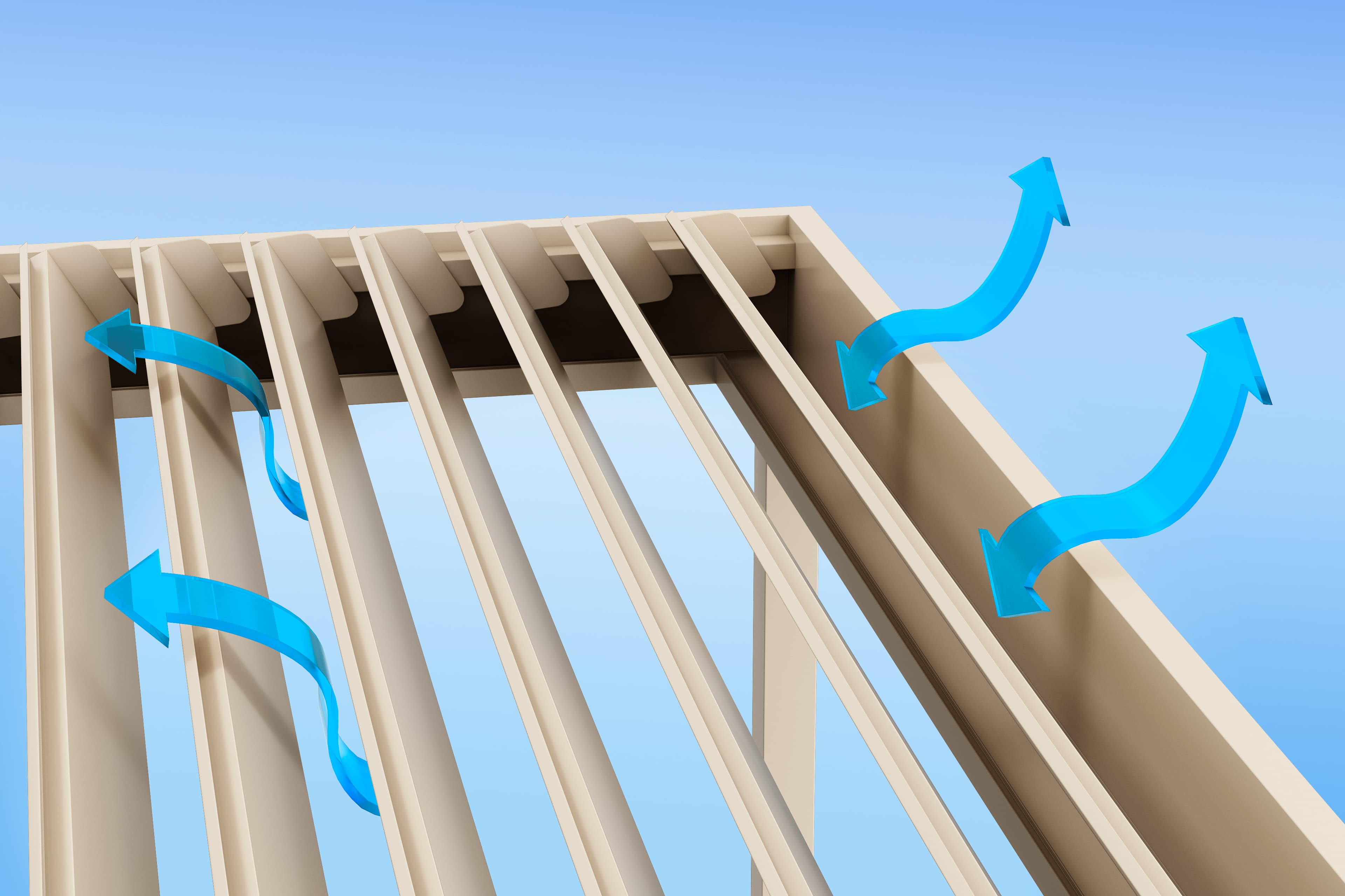 Adjustable louvre system in ventilation state