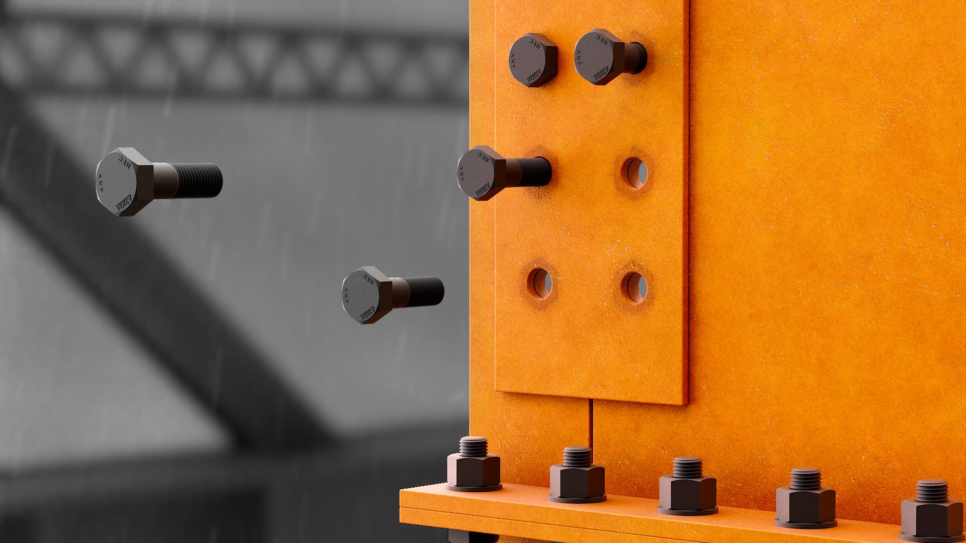 Weathering Steel — new black assembly before patina forms