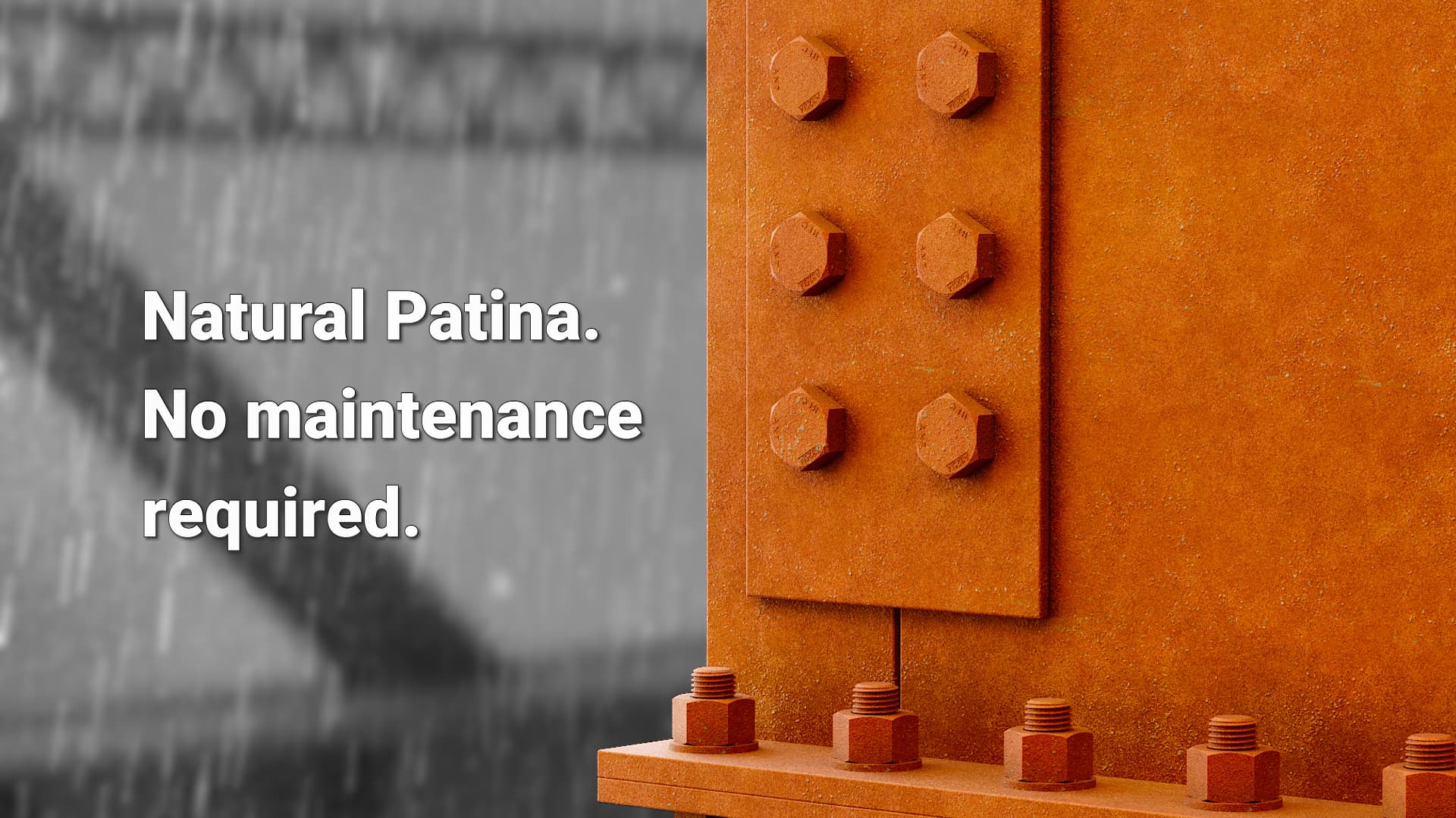 Weathering Steel animation — colour change timelapse sequence