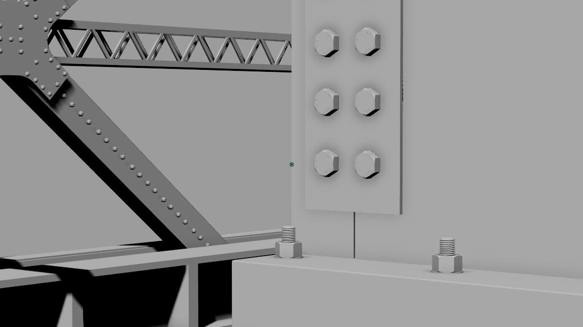 Weathering Steel 3D blockout — clay render, no textures